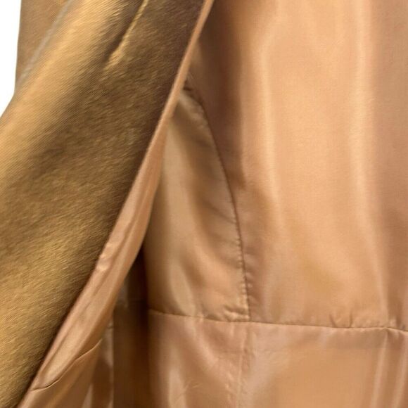 Anne Klein Duster Coat Bronze Tie Closure Women's Silk Wool Size 2 Petite - Picture 7 of 16